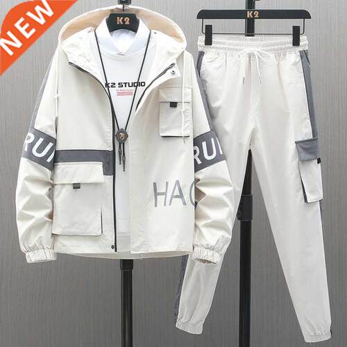 Men's Hooded Tracksuit 2021 Brand New Streetwear Patchwork M