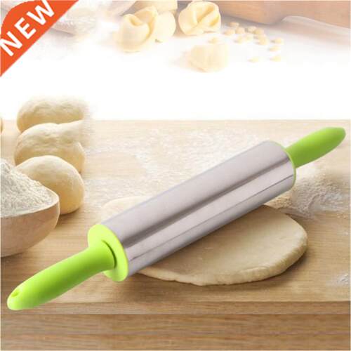Stainless Steel Rolling Pin Non Stick Pastry Roller with Han