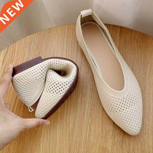 2022 Women Mesh Breathable Pointed Toe Ladies Comfort Ballet