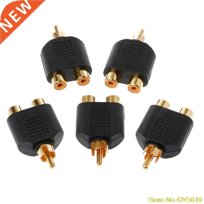5Pcs Gold Plated RCA 1 Male To 2 Female Y Splitter Adaptor C