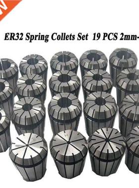 19Pcs/Lot SPRING COLLETS SET Gripping Range 2-20mm ER32 Coll