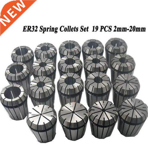 19Pcs/Lot SPRING COLLETS SET Gripping Range 2-20mm ER32 Coll