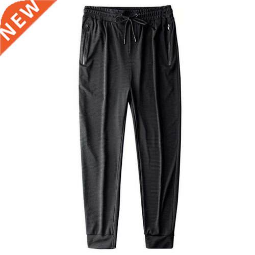 Ice Silk Breathable Hole Men's Casual Trousers Beam Feet Pan
