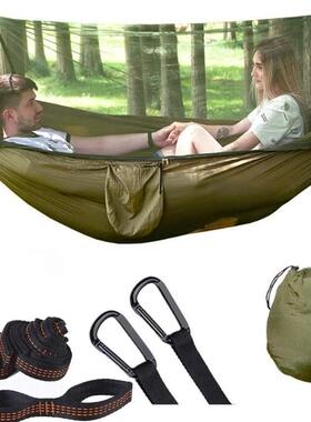 Camping Hammock with Mosquito Net Pop-Up Light Portable Outd