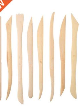 10pcs/set Wooden Clay Carving Modeling Tool Diy Pottery Scu