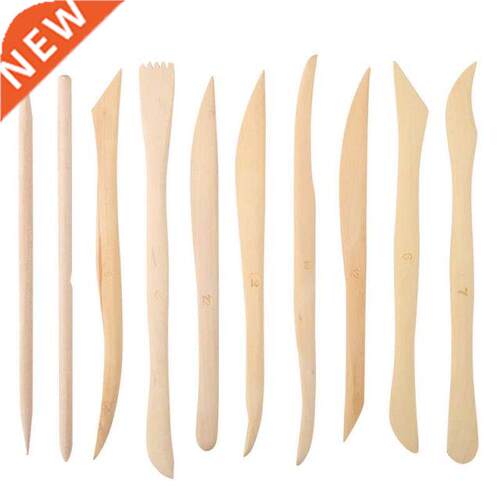 10pcs/set Wooden Clay Carving Modeling Tool Diy Pottery Scu