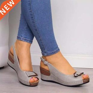 2022 Woman Sandals Retro Wedges Summer Wedge Sandals Female