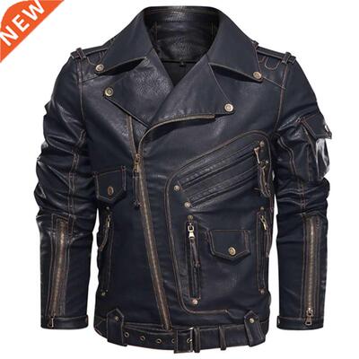 Winter Mens Leather Jacket Men Fashion Motorcycle PU Leather