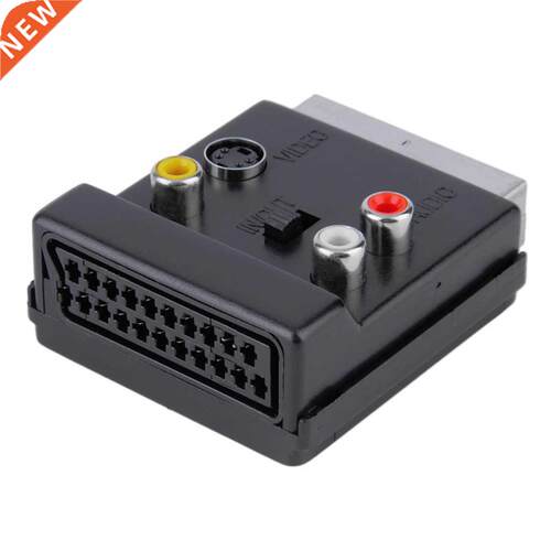 Newest able Scart Male to Female S-Video 3 RCA Adapter black