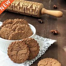 35 * 5cm Christmas Embossing Rolling Pin Baking Cookies