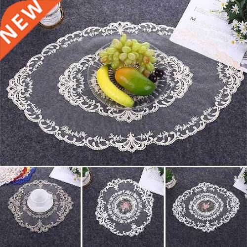 Retro Handade Crochet Lace Table Placeats Ebroidered Tea