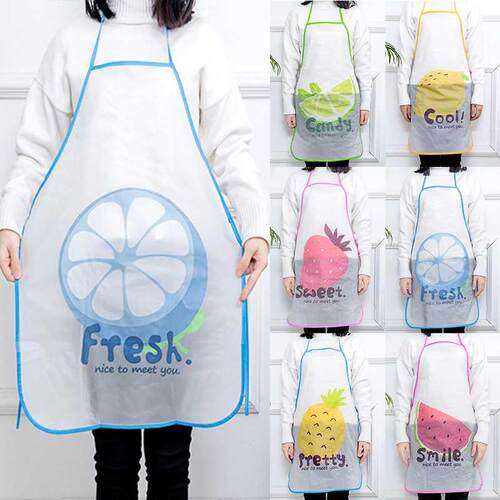 1pcs PVC Cute Waterproof Apron Cartoon Bib Gifts Home Kitche