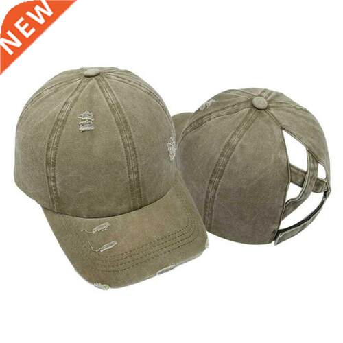 Women Vintage Washed Baseball Cap Distressed Criss Cross Hig
