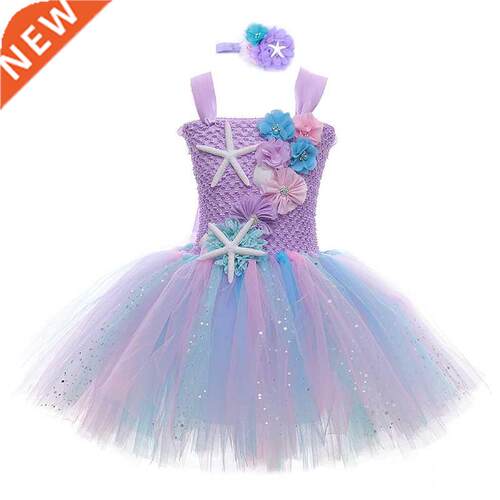 Girls Mermaid Tutu Dress Princess Birthday Party Dresses For