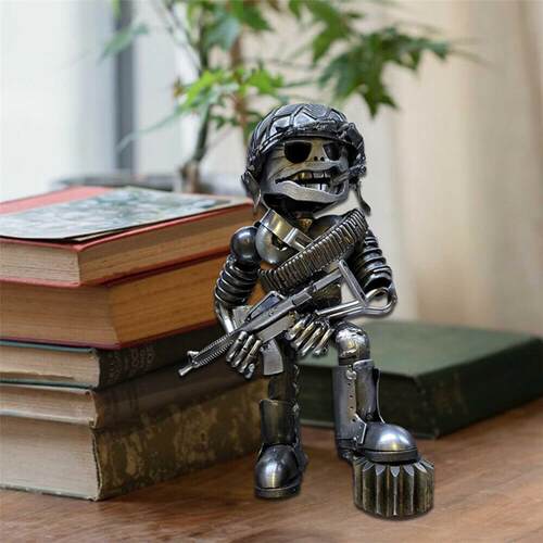 Scrap Metal Standing Warrior Sculpture Battle Robot