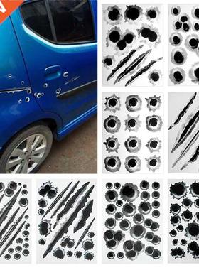 Car Side ickers 3D Bullet Hole F Decals Auto Motorcycle De