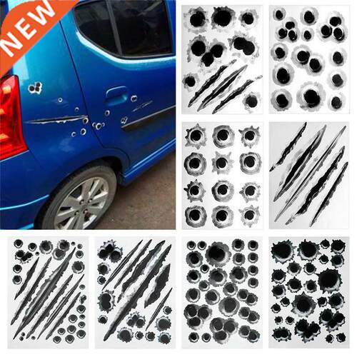Car Side ickers 3D Bullet Hole F Decals Auto Motorcycle De