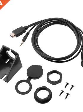 HDMI+3.5mm AUX Male to Female 1m Panel Flush Mount Cable for