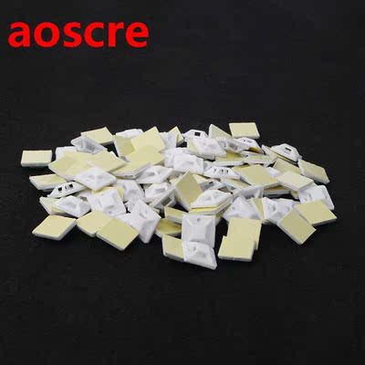 100 PCS Plastic Adhesive Rectangle Wire Tie Cable Clip Clamp
