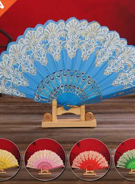Luxury Fashion Folding Fan Flower Lace Silk Wedding Dance Pa