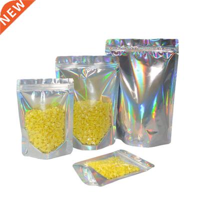 100Pcs Clear Aluminum Foil Holographic Laser Self Seal Food