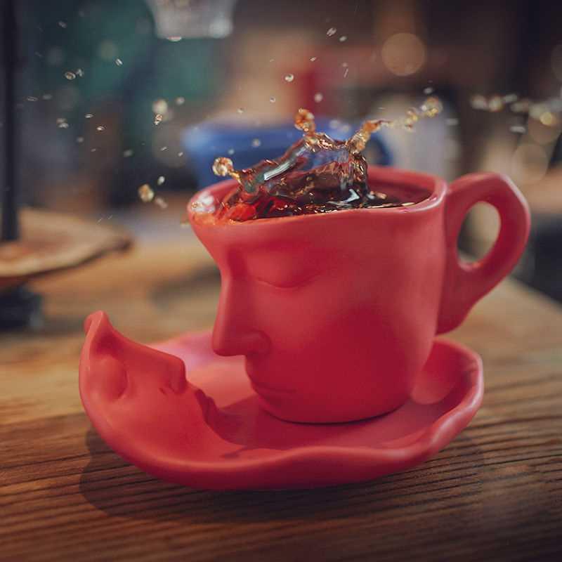 250ml Ceramic Human Face Mug Creative Thinker Coffee Cup Fun