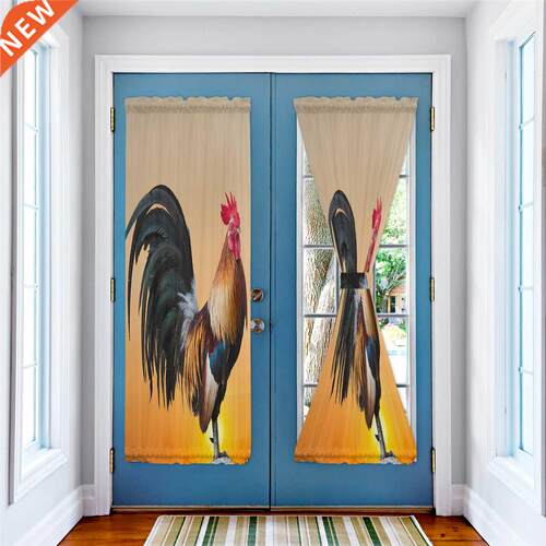 Animal Rooster Sunrise Colorful Window Curtain for Living