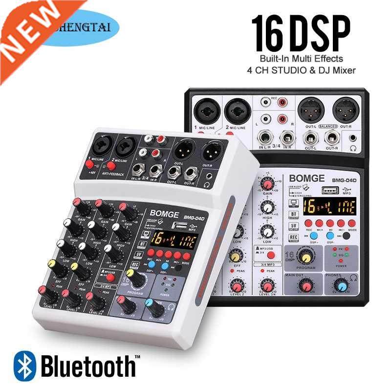 4 Channels Audio Sound Mixer Mixing DJ Console USB with 48V