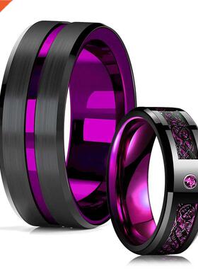 Fashion Men 8mm Black Tungsten Wedding Celtic Dragon Ring In