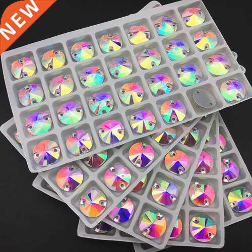 8mm 10mm 12mm 14mm Round Rivoli Glass Sew On Rhinestones Cry