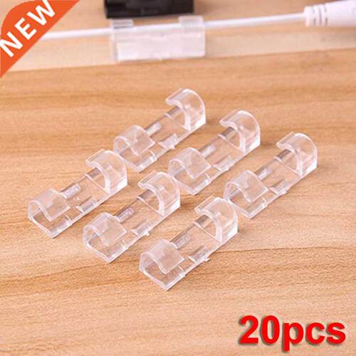 20Pcs Self Stick Wire Cable Clips Desktop Cable Cord Clamp W