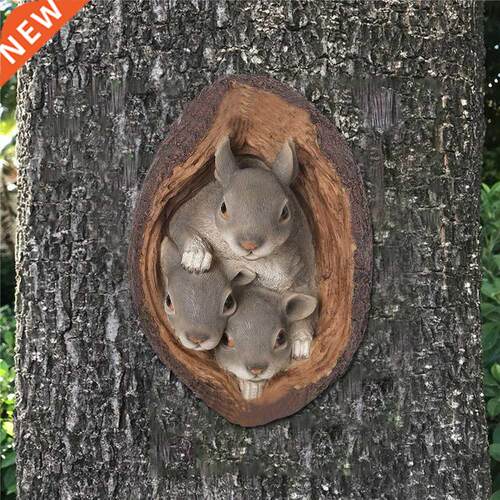 Resin Squirrel Statue Figurine Ornaments for Garden Gift