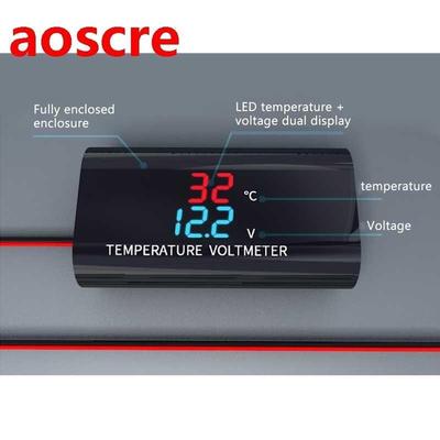35ED DC 12V LED Dgtal Voltmeter Thermometer 0.28 nch Dual