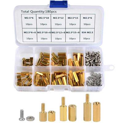 180 Pcs Brass Spacer Male Female Threaded Spacers M2.5 Male