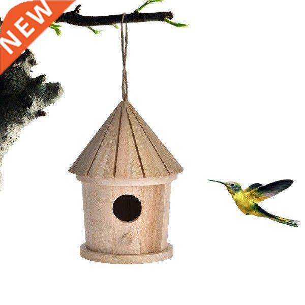 wooden bird nest hanging bird house natural wooden bird
