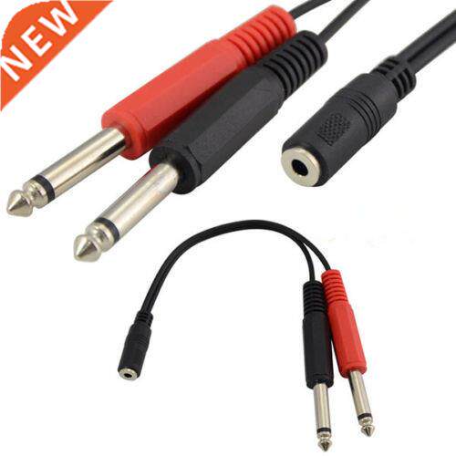 20cm 3.5mm Female Plug to 2 6.35mm TRS Mono Male Jack Audio