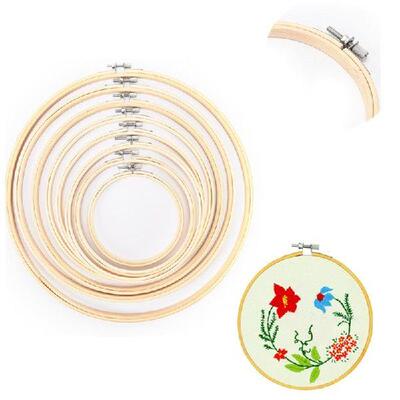 New Embroidery Hoops Frame Set Bamboo Wooden Embroidery