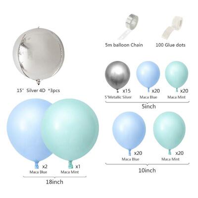 Macaron Blue Mint Pastel Balloons Garland Arch Set 103pcs Ri