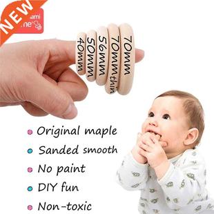 70/55/50/40mm Wood Teether Ring Smooth Surface Natural Woode