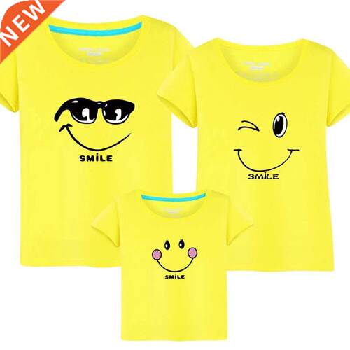 Summer Cotton Father Mother Son Daughter Clothes Short Sleev