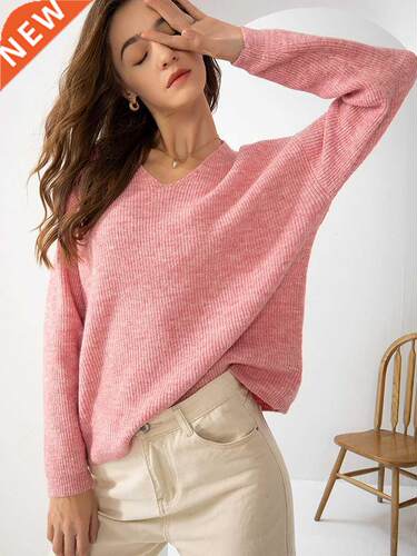 Basic Thick Loose v-neck oversize Sweater Pullover Women Aut