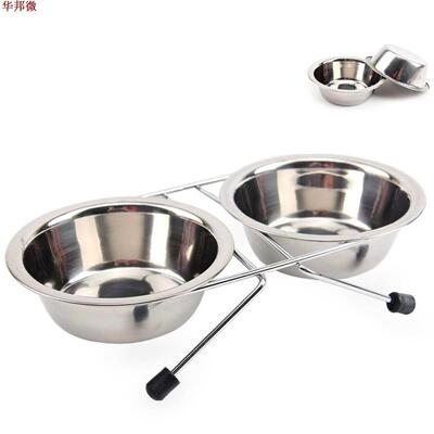 Dog Feeder Feedng Drnkng Slver Stanless Steel Wth Brac