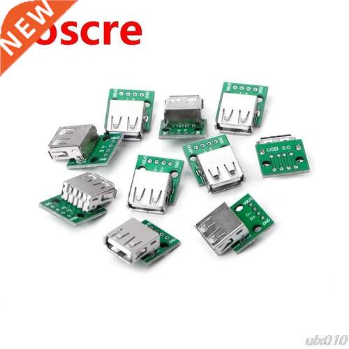 10Pcs/Set USB 2.0 Female Socket for DIP 4P Adapter Connector