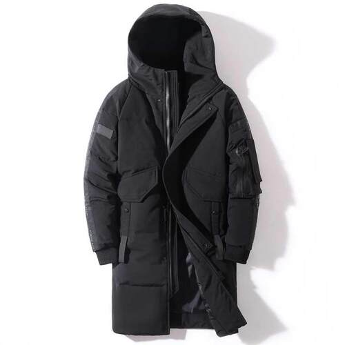 2021 Winter Men's Down Jacket Hooded Fashion Long Down Coat