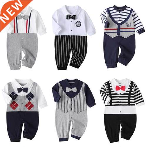 Newborn Baby Boy Girl Romper 2021 Fall Long Sleeves Bowtie S
