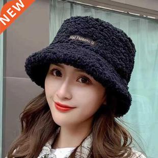 Winter Soft Warm Bucket Hats for Women Autumn Lamb Plush Hat