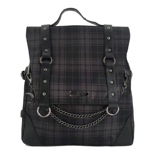 2021 Plaid Gothic Punk Rock Chain Backpack Women Techwear Go