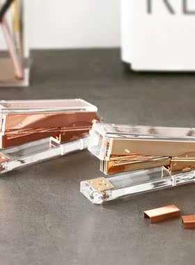 Luxury Rose Gold Gold Manual Stapler Fashion Metal Acrylic S