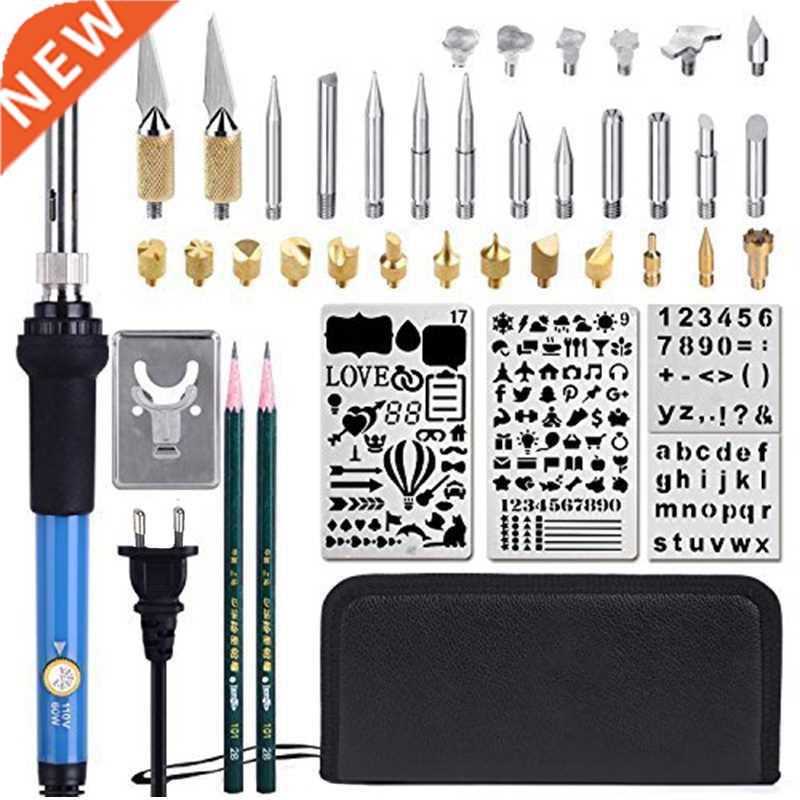 EU Plug 45 Pcs Wood Burning Kit,Creative Wood Burner Set Wit