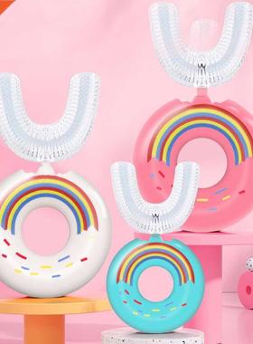 Children 360 Degree Doughnut Mnul Toothbrush Kids Silicone